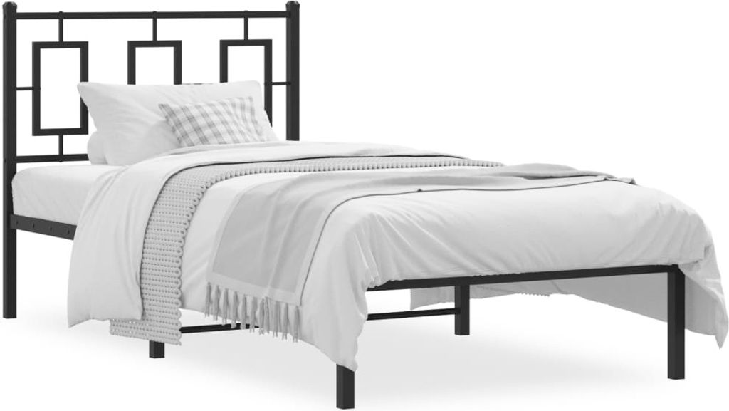 Maison Exclusive - Bettgestell mit Kopfteil Metall Schwarz 90x200 cm