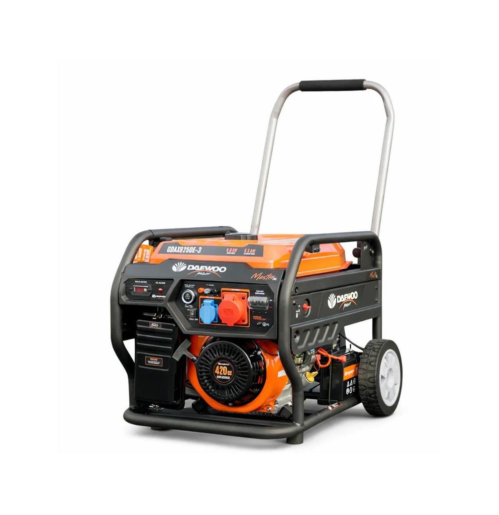 Daewoo GDAX9250E-3 Benzin Stromerzeuger 6,5 kW – 230V/400V Kraftstrom mit E-Start & AVR
