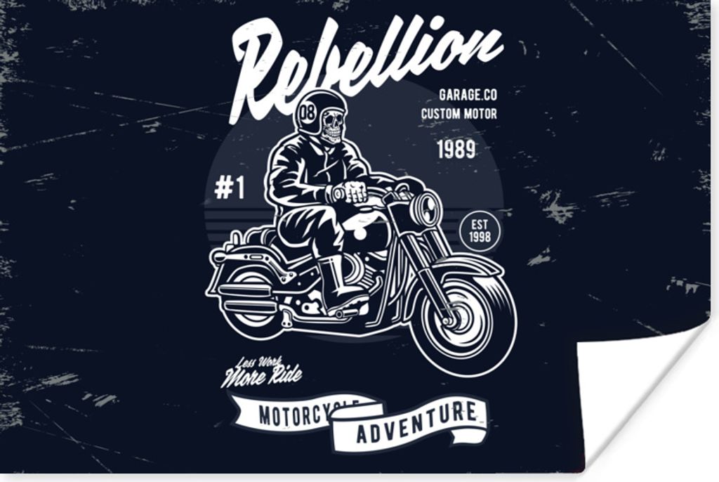 MuchoWow Poster Motorrad - Männer - Vintage 90x60 cm - Schlafzimmer