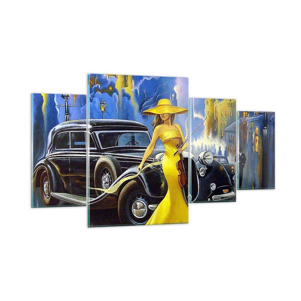 Bilder auf glas - frau retro stil - 160x90cm - Glasbilder - Wandbilder - Kunstdruck - zum Aufhängen bereit - Wanddekoration aus Glas - Glas Bilder...