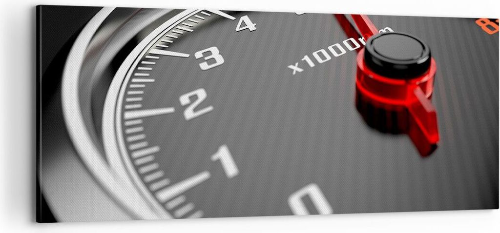 Bild auf Leinwand - Leinwandbild - Tachometer Auto Pfeil - 100x40cm - Wand Bild - Wanddeko - Leinwanddruck - Bilder - Kunstdruck - Wanddekoration -...