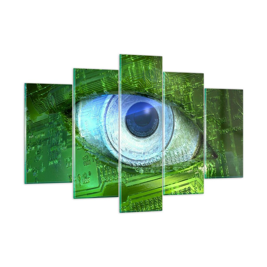Bilder auf glas - Computergrafik Abstraktion Prozessor - 150x100cm - Glasbilder - Wandbilder - Kunstdruck - Wanddekoration aus Glas - Glas Bilder -...