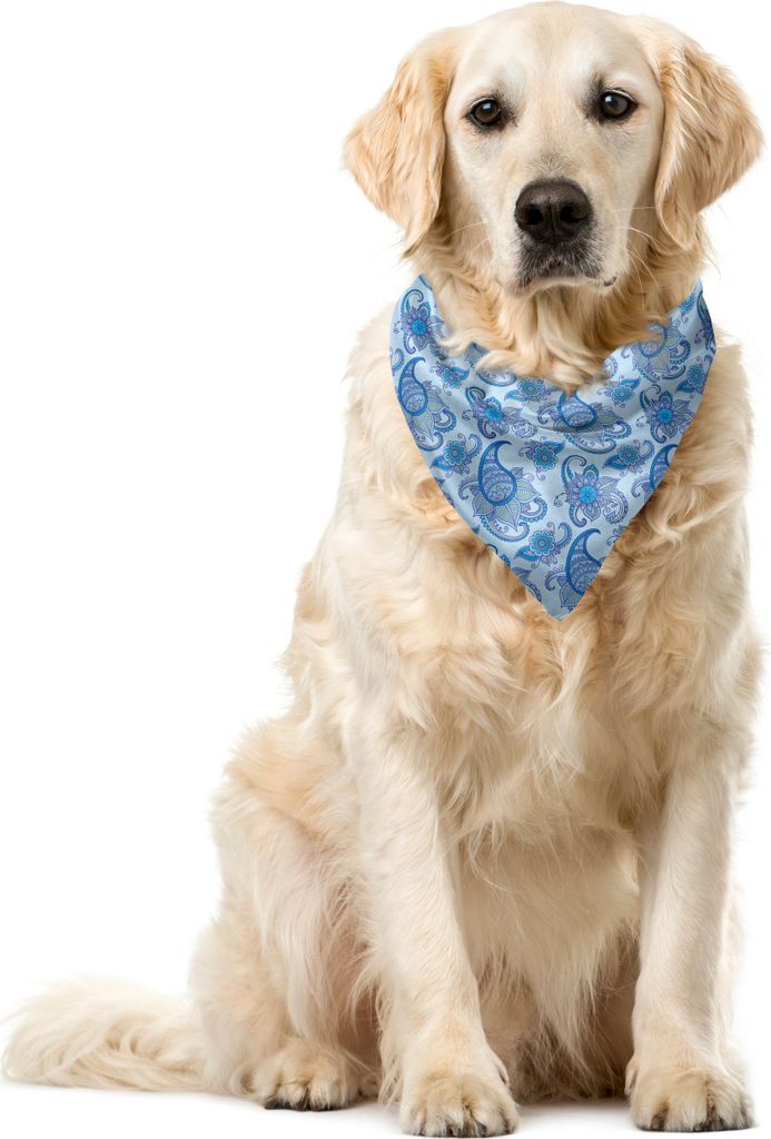 ABAKUHAUS blau Paisley Haustier Bandana, Ethnic Design Blumen, 40x40 cm, Baby Blue und Multicolor