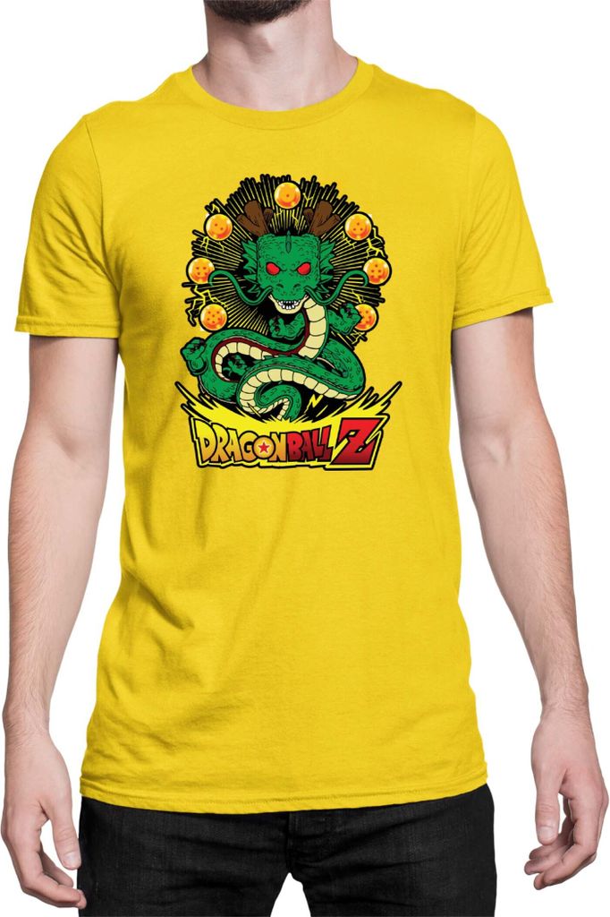 Herren T-Shirt Dragon Anime Manga Ball Z Shenron 03, Man XL / Gelb
