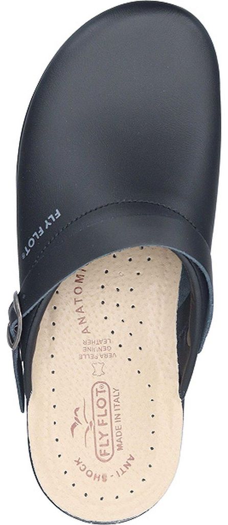 Fly Flot Herren Clog Leder Profilsohle Schnalle 220093, Größe:47 EU, Farbe:Schwarz