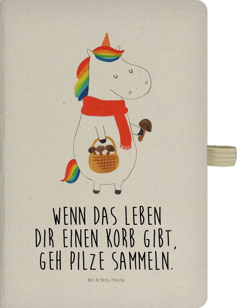 Mr. & Mrs. Panda Journal Einhorn Pilz - Transparent - Geschenk, notizbuch, A5, Spruch, Reisetagebuch, Tagebuch, Liebeskummer, Pilze, Einhörner, Mo...