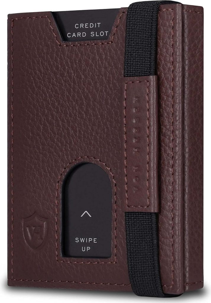 Slim Wallet mit XL Münzfach & RFID-Schutz - Leder Geldbeutel - Mini Geldbörse für Herren und Damen - Kartenetui Echtleder Karten Portemonnaie klein