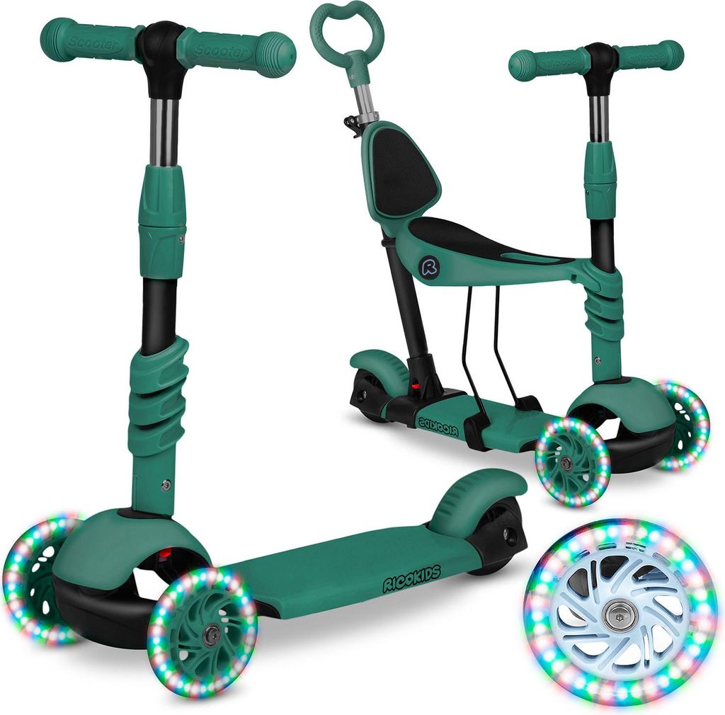 Ricokids Todi, monopattino a triciclo - verde Immagine del prodotto 