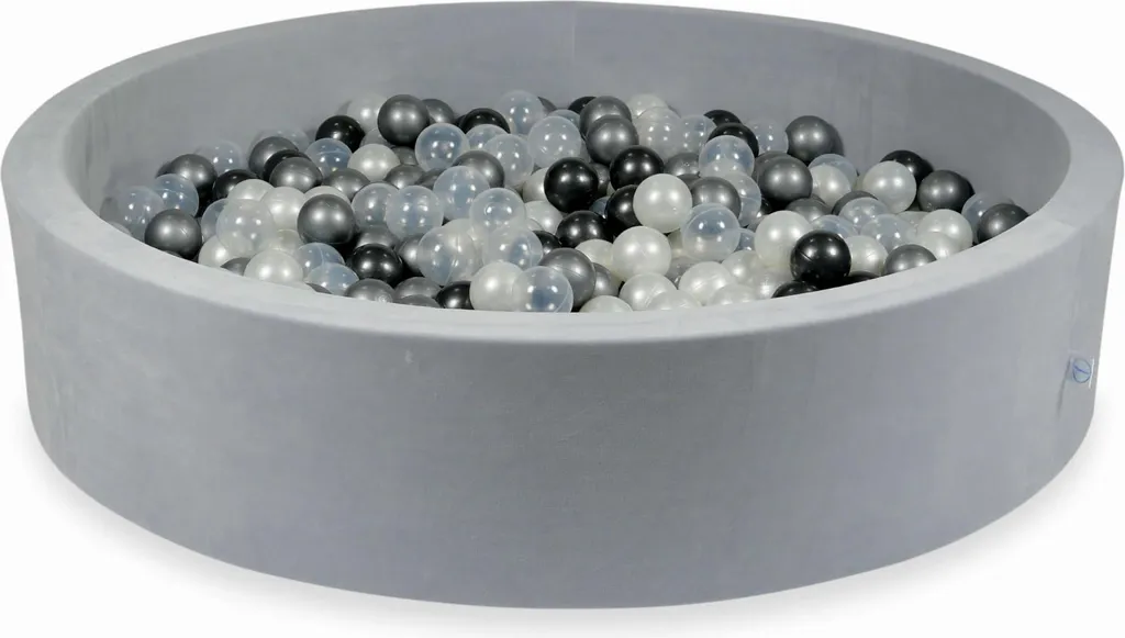 Piscine à balles géante 130x30cm en velours gris avec 600 boules