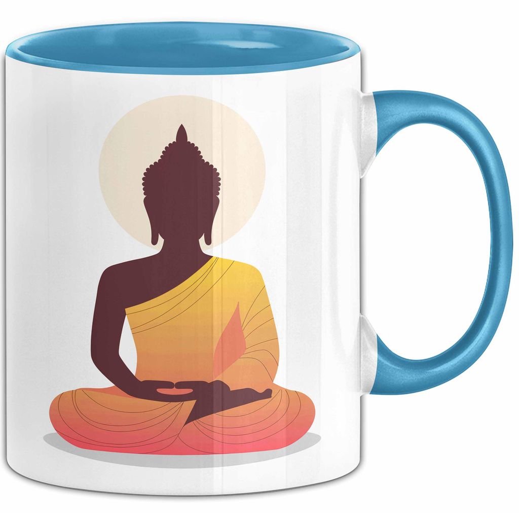 Buddha Zen Buddhismus Yoga Meditation Spirituell Tasse Geschenk Lustige Geschenkidee Spruch (Blau)