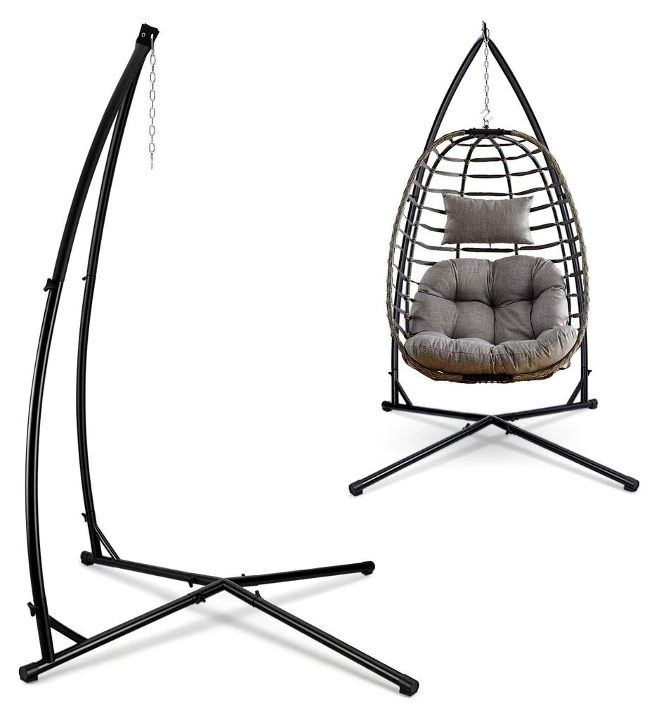 Hängesesselgestell aus Metall für Innen- und Außenbereich, Tragfähigkeit 150 kg, Maße (L x B x H) 120 x 120 x 210 cm