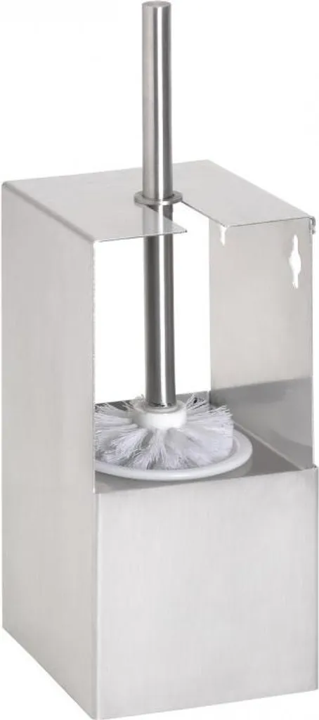 Set brosse WC NIVA en acier inox brossé 37cm avec support autocollant