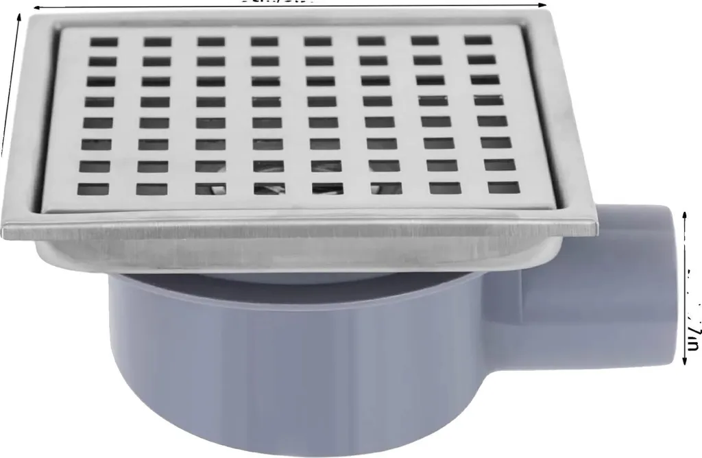 Siphon de douche en acier inoxydable avec filtre à cheveux inclus Argent