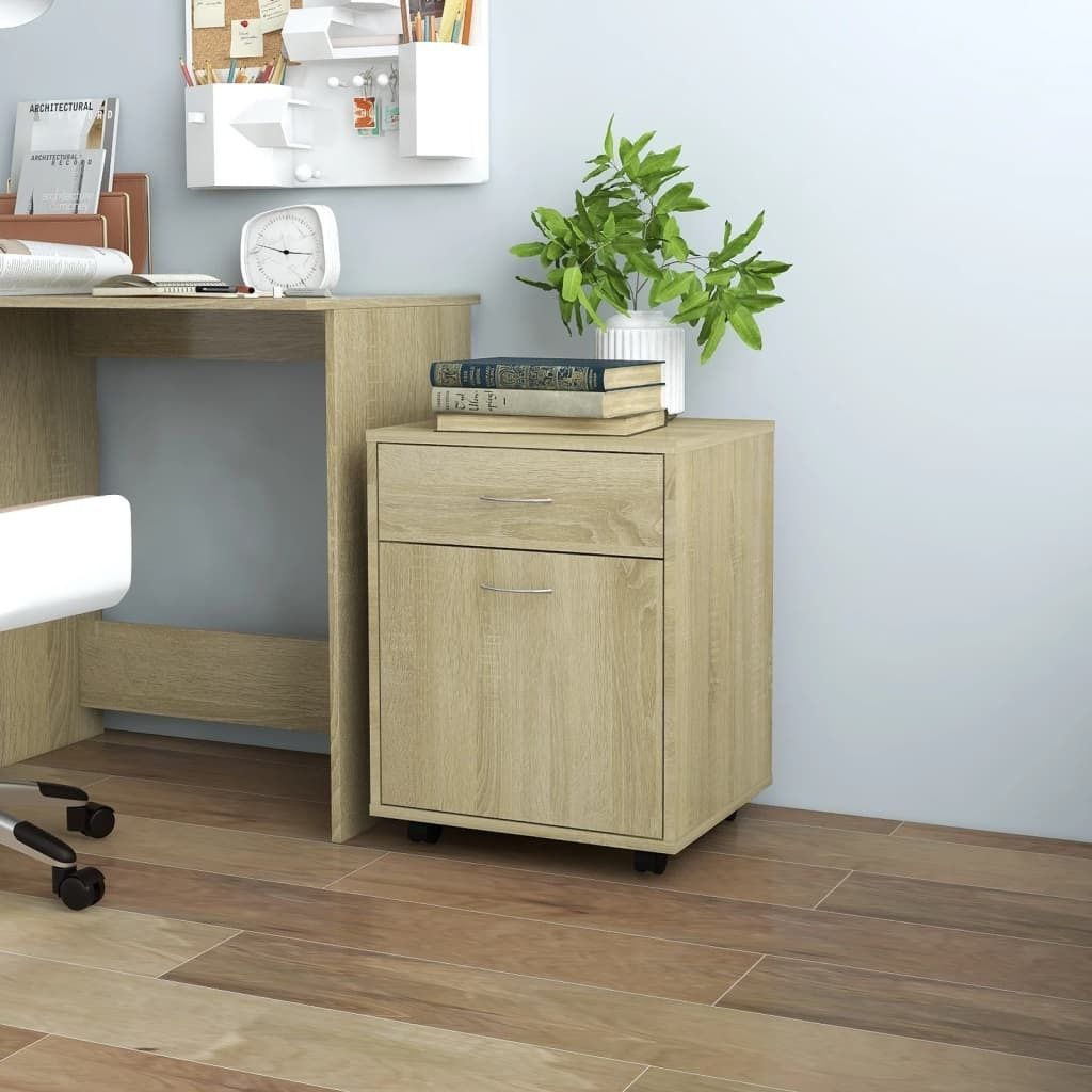 vidaXL Szafka na kółkach dąb sonoma 45x38x54 cm materiał Zdjęcie produktu 1