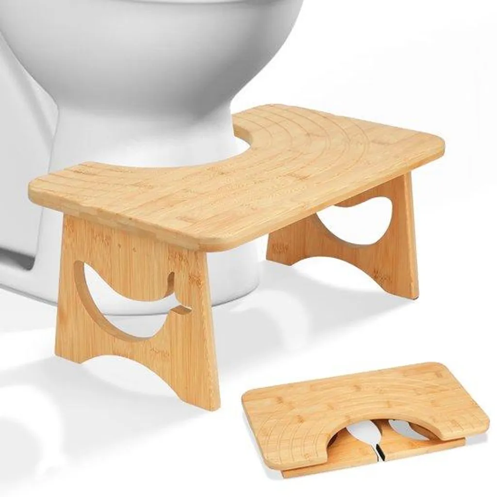 Chaise de toilettes pliable en bambou 17,5 cm avec motif morse antidérapante