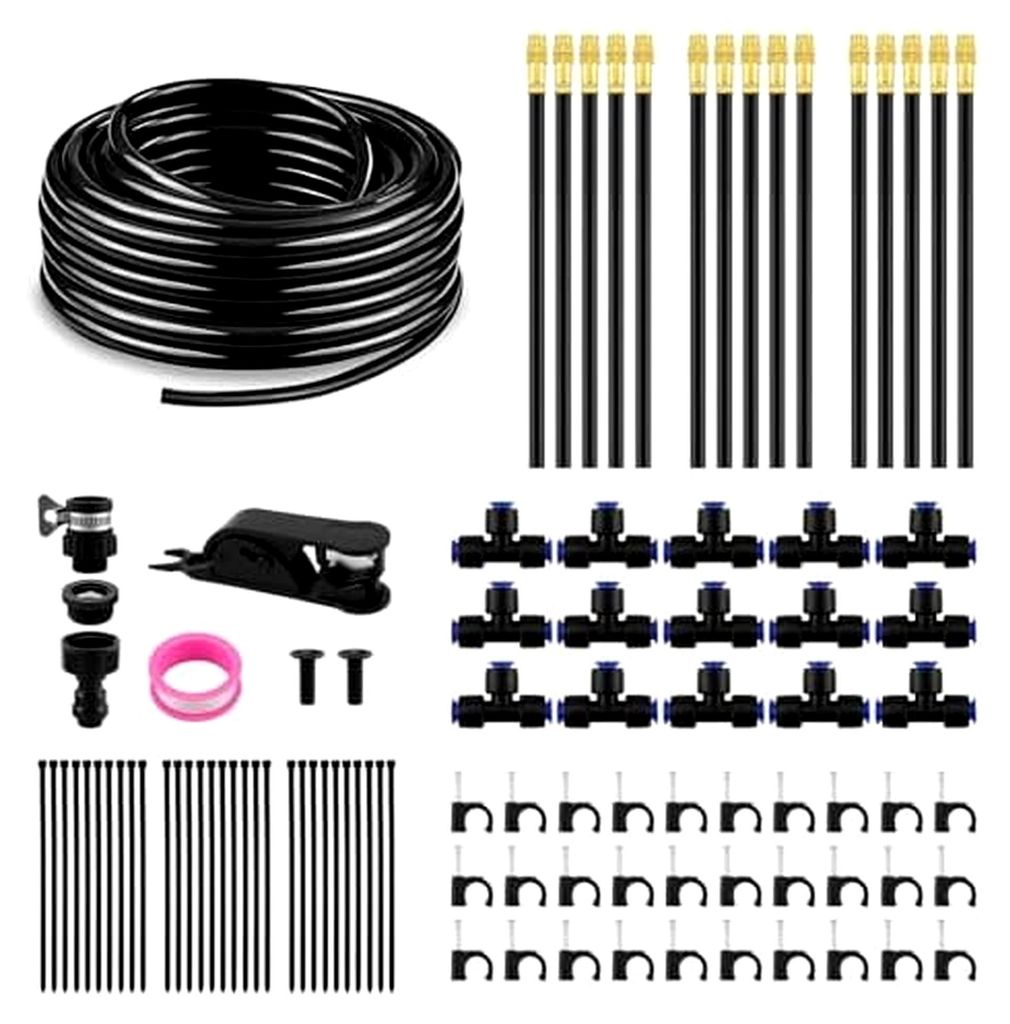 Bewässerungssystem für den Garten - Set mit 20 m Bewässerungsschlauch und 20 cm verstellbarer Sprühdüse, Tröpfchenbewässerung für Balkon un...