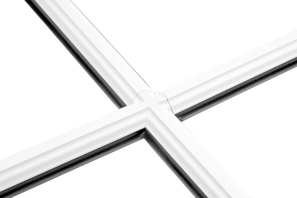 1m Fenstersprosse Glassprossen selbstklebend Weichlippe schwarz & grau PVC weiß 