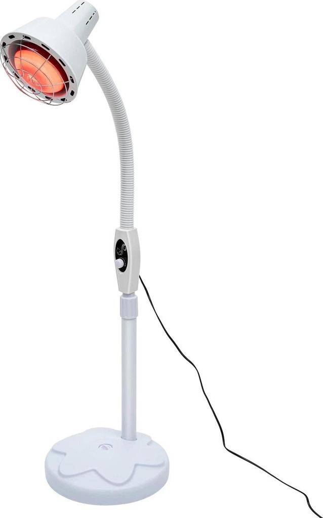 Infrarot-Wärmelampe - 275 W - 360° drehbar - Höhenverstellbar - Edelstahl - Elektrisch - Für Muskel- und Gelenkschmerzen - Weiß