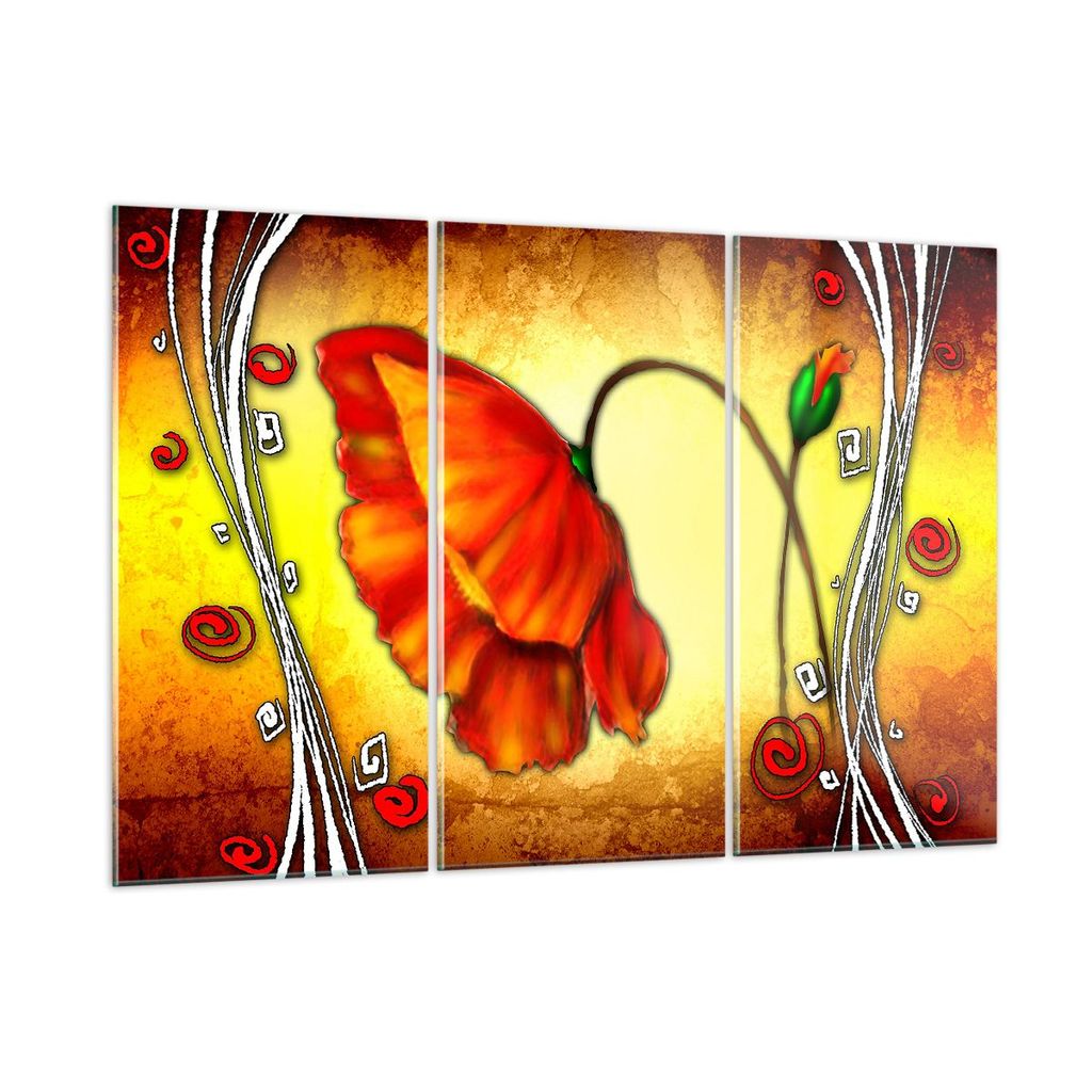 Bilder auf glas - Blume linien markierungen - 165x110cm - Glasbilder - Wandbilder - Kunstdruck - zum Aufhängen bereit - Wanddekoration aus Glas - ...