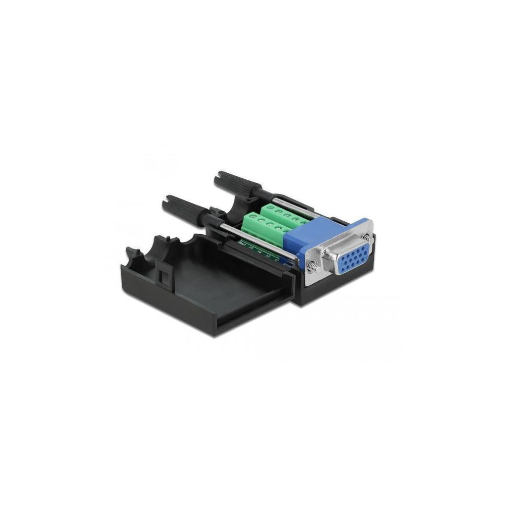 DELOCK VGA15 Buchse zu Terminalblock Adapter mit Gehäuse
