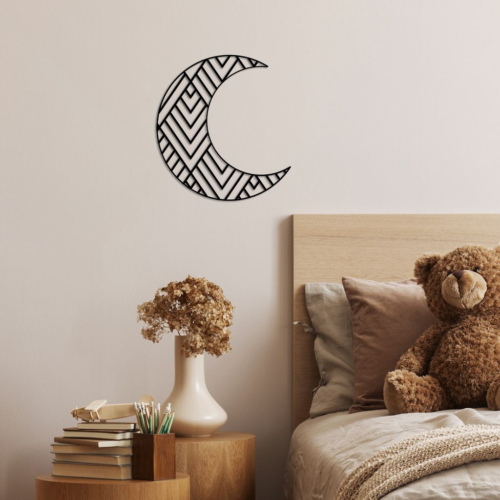 Wallity, Crescent 1, Dekoratives Wandaccessoire aus Metall, 100 % METALL, Schwarz, 49 x 46 cm
