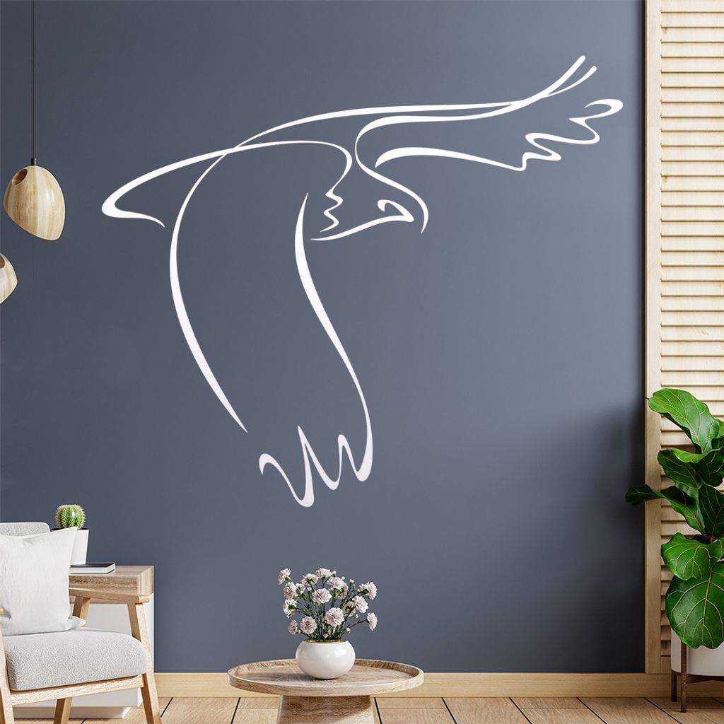 Adler Linien Wandtattoo in 6 Größen - Wandaufkleber Wall Sticker - Dekoration, Küche, Wohnzimmer, Schlafzimmer, Badezimmer