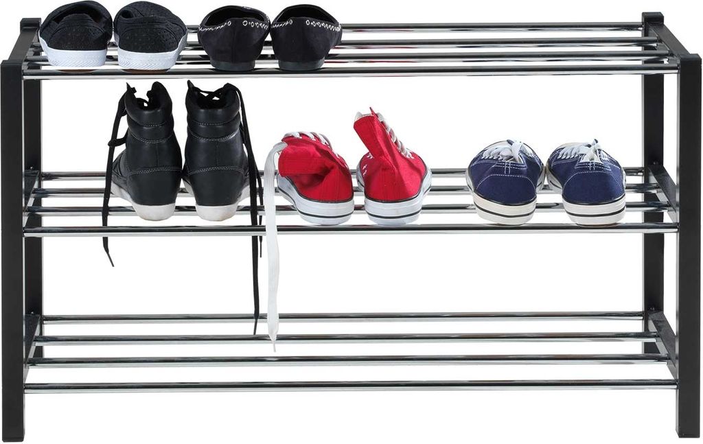 Schuhregal - Schwarz - Chromfarben - MDF - Metall - 80 x Produktbild 2