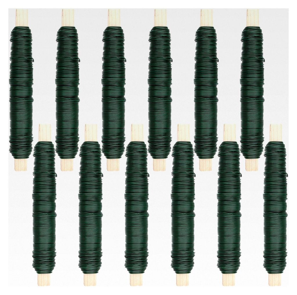 12 Stück Blumendraht Grün 0,7 mm x 35 m, Bindedraht für Garten, Floristik und DIY Handwerk