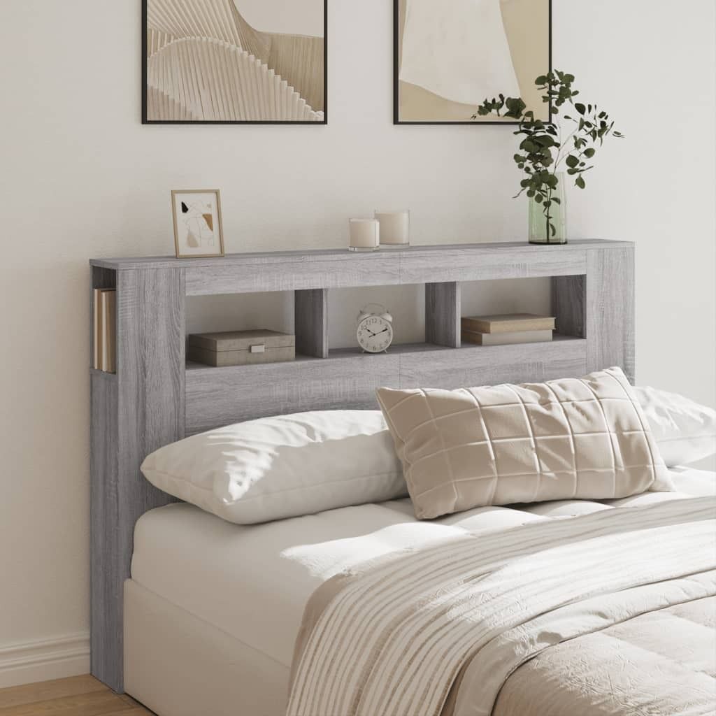 " "LED-Kopfteil Moderner design - legantes Kopfteil fürs Bett - Grau Sonoma 160x18,5x103,5 cm Holzwerkstoff NeuMöbel 2945691