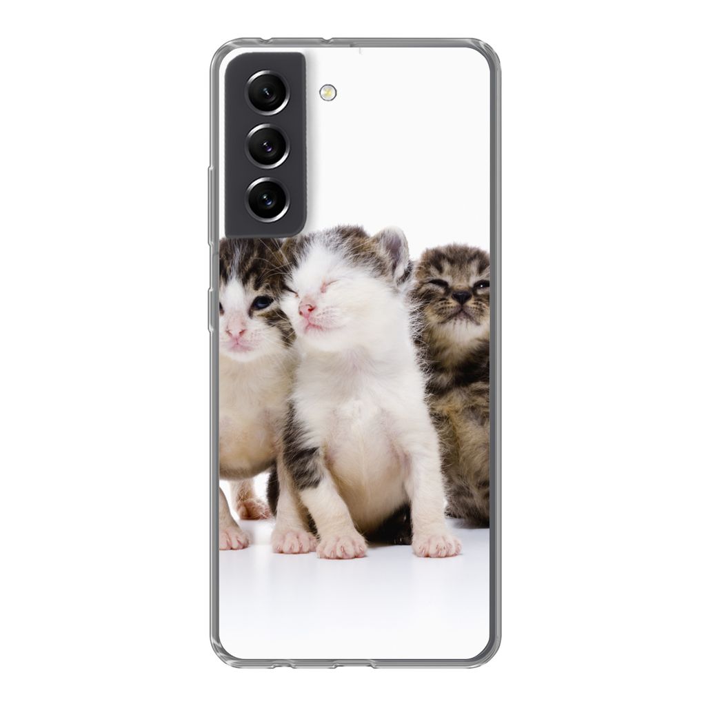 MuchoWow Handyhülle Schutzhülle Hülle für Samsung Galaxy S21 FE Katze - Haustiere - Fell - Porträt Silikon Softcase Handy Hülle - Mobiltele...