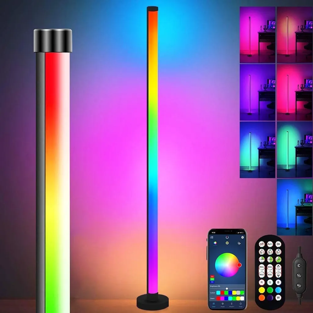 Lampadaire LED RGB Bluetooth avec Synchronisation Musicale et Mode Nuit