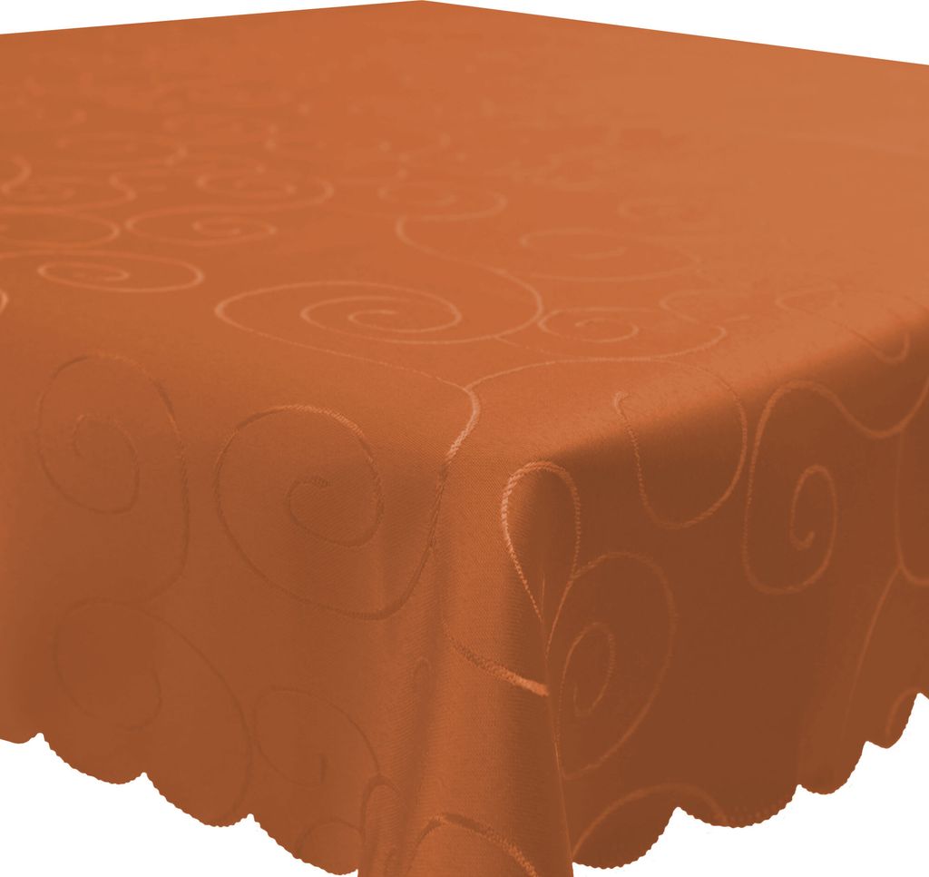 Tischdecke 130x160 cm Terracotta Damast Ornamente eckig Circle Struktur bügelfrei pflegeleicht