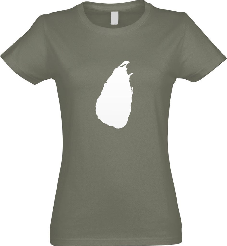Kiwistar - T-Shirt tailliert - Damen - Olive - Sri Lanka Umriss Kontur - mit Motiv Bedruckt - Funshirt Design - Sport - Freizeit - Damen - S