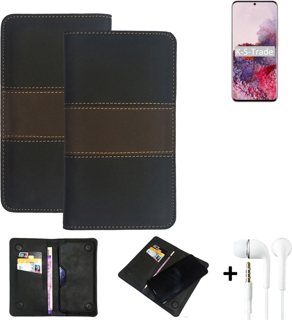 K-S-Trade Handyhülle + Kopfhörer kompatibel mit Samsung Galaxy S20 5G Exynos Schutzhülle Walletcase Bookstyle Tasche Schutz Case Hülle Wallet