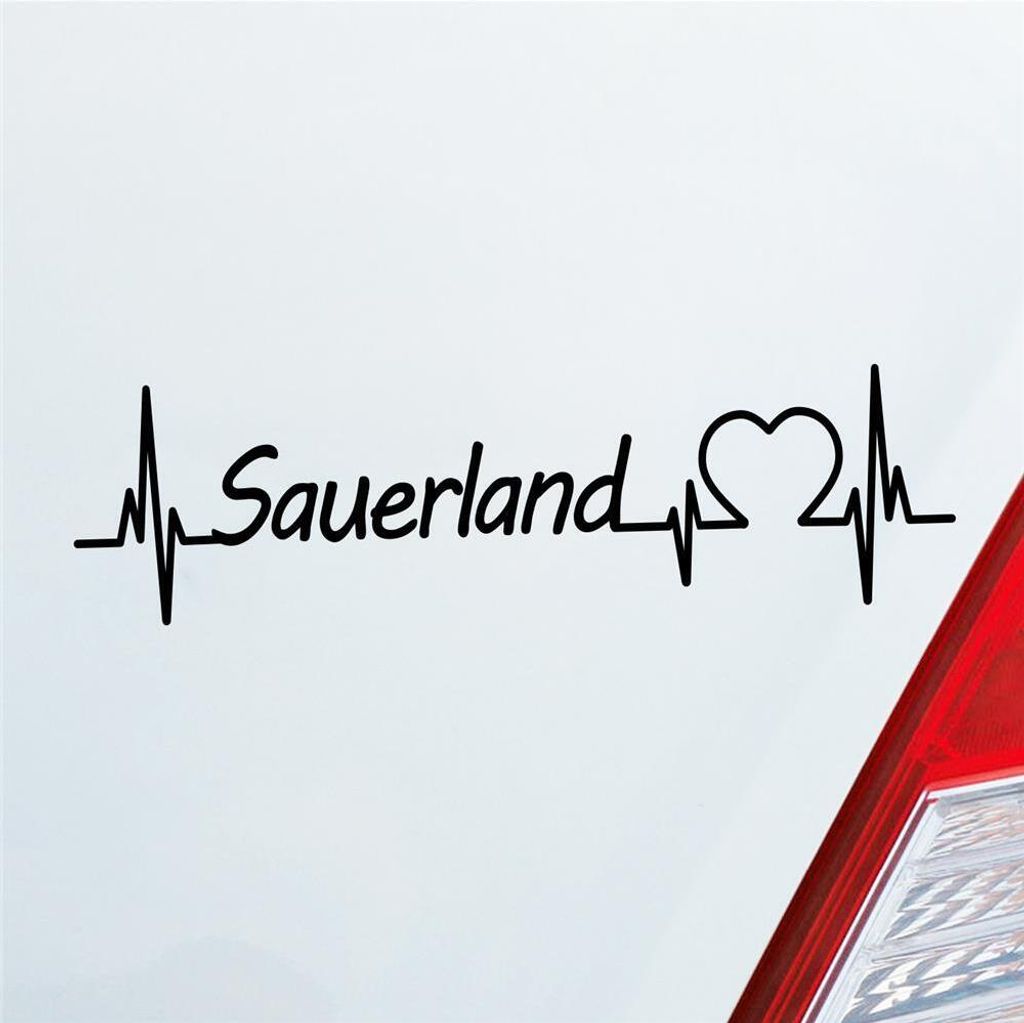 Auto Aufkleber Sauerland Puls Herzschlag mit Ferien Region Motiv 19x5 cm Schwarz Glanz Sticker Heckscheibenaufkleber