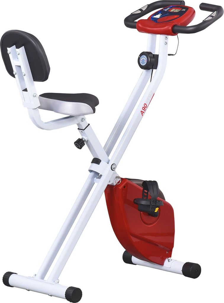 Heimtrainer mit Magnetwiderstand, 8-Stufen, höhenverstellbar, LCD-Display, Rot + Weiß
