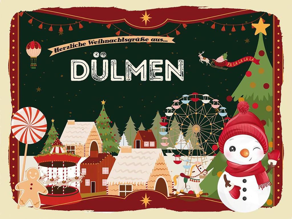 vianmo Holzschild 30x40 cm Weihnachtsgrüße aus DÜLMEN Weihnachten