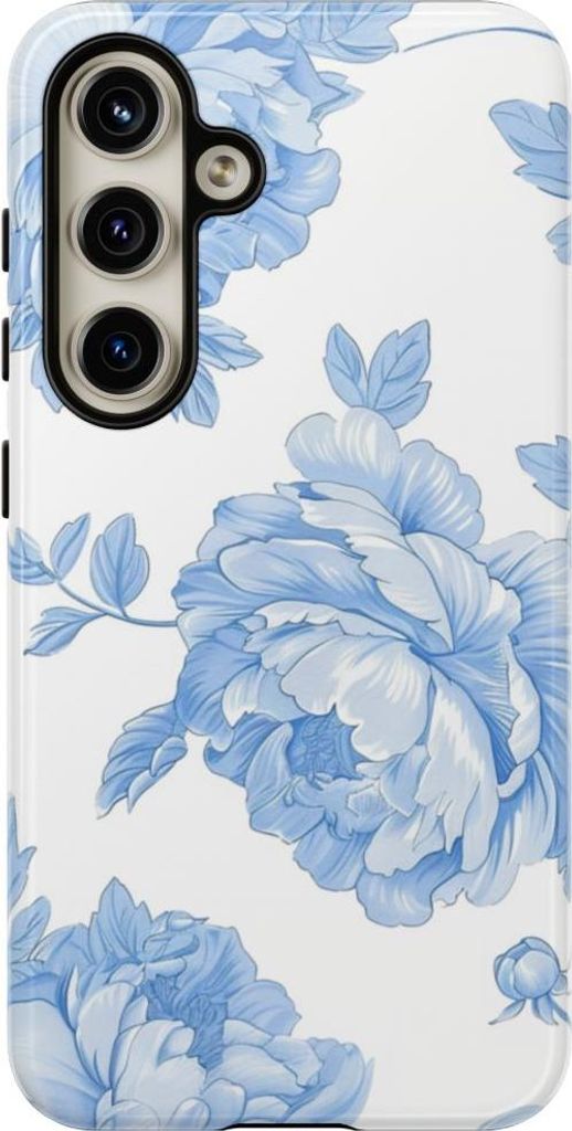 Elegantes Pfingstrosen-Blumenmuster in Hellblau – Hülle Kompatibel mit Samsung Galaxy S24