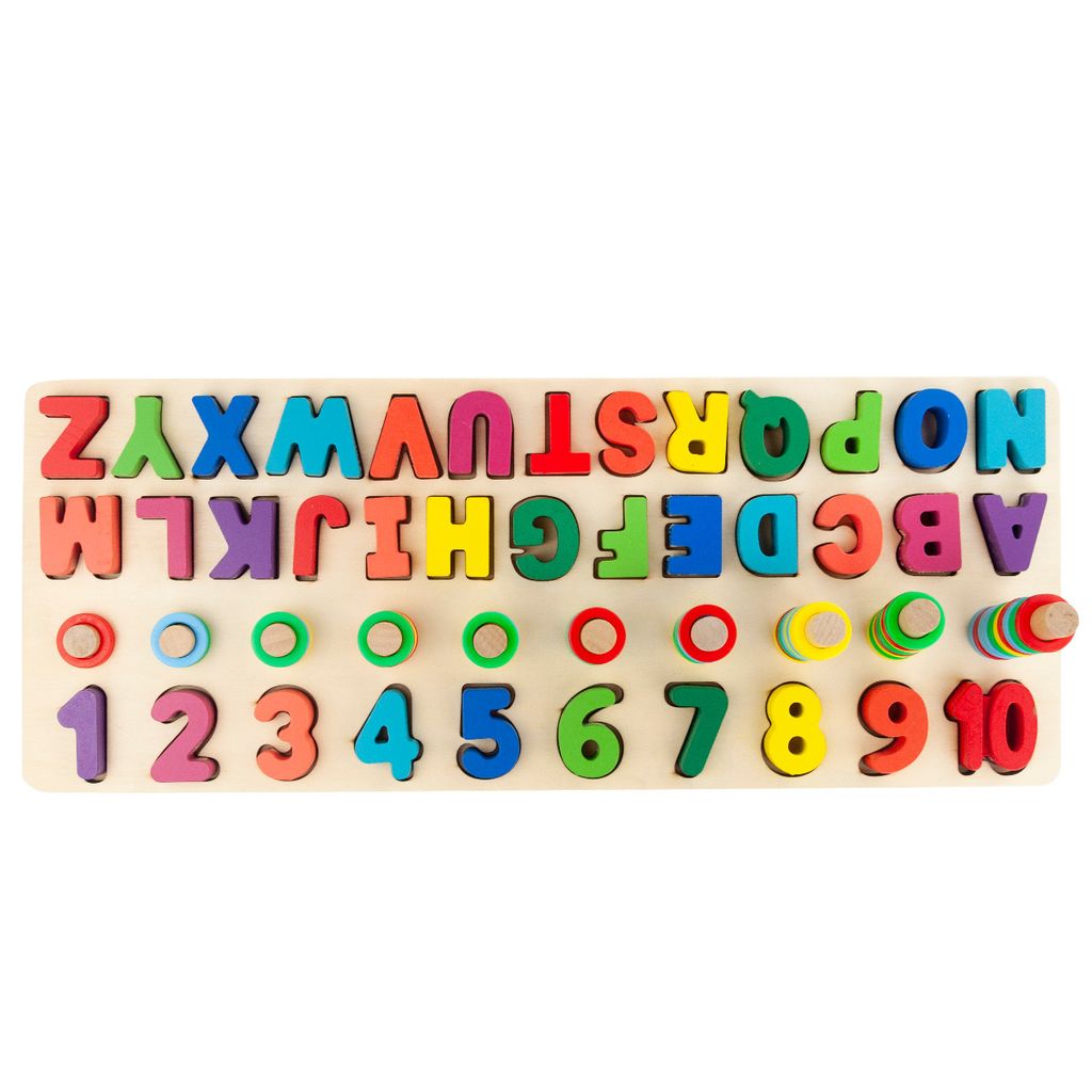 Montessori drevené puzzle abeceda čísla veda Obrázok produktu 4