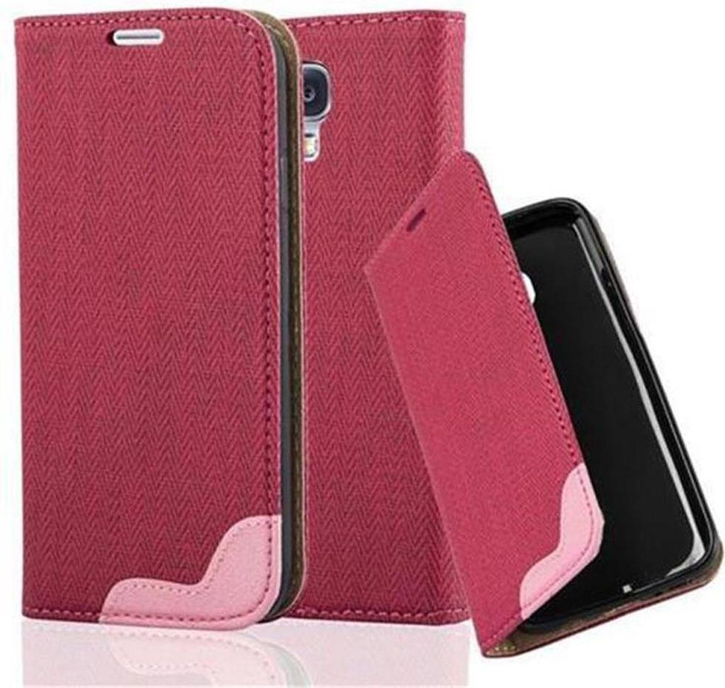 Cadorabo Hülle für Samsung Galaxy S4 Schutzhülle in Rot Cover Handyhülle Tasche Case Etui Standfunktion