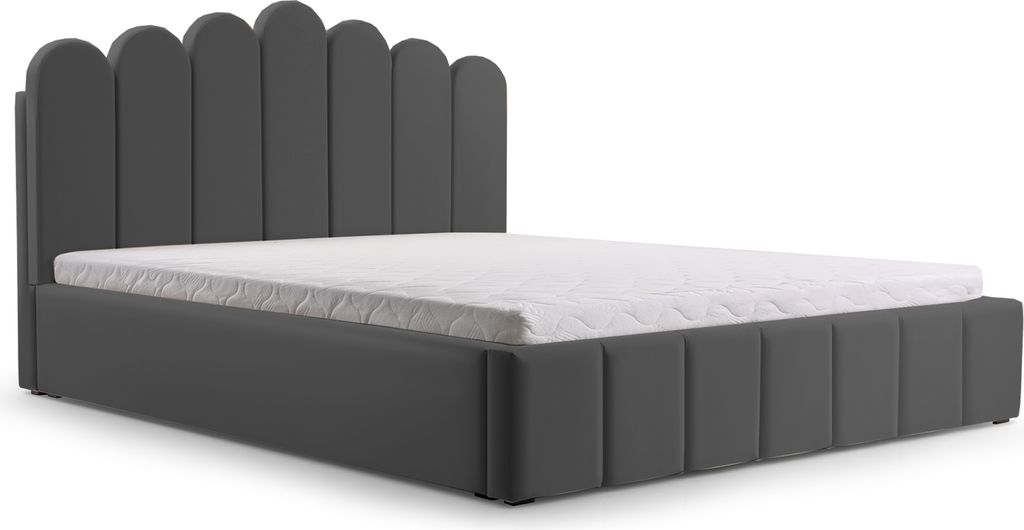MOEBLO Polsterbett Bett 03 – Doppelbett mit Kopfstütze, Rahmenbettgestell, Bettkasten, Lattenrost und gepolstertem Kopfteil, Double - 140x200 - ...
