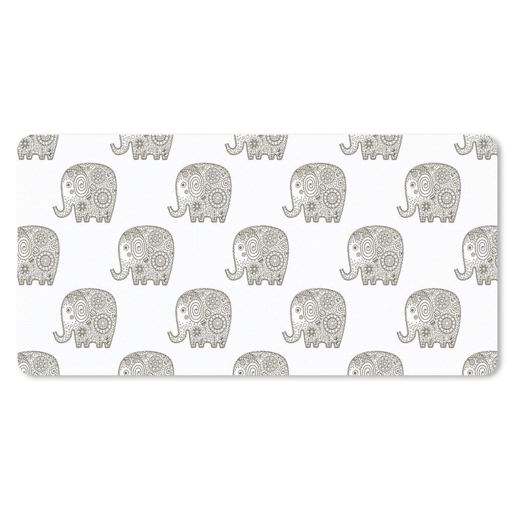 MuchoWow Schreibtischunterlage Kritzelei - Elefant - Entwurf 80x40 cm - XXL Mauspad - Gaming Mauspad