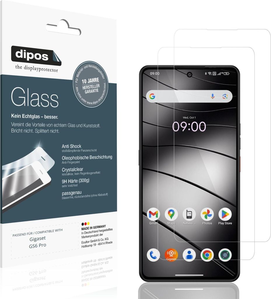 2x Schutzfolie für Gigaset GS6 Pro - Anti-Shock 9H Folie dipos Glass Kunststoffglas