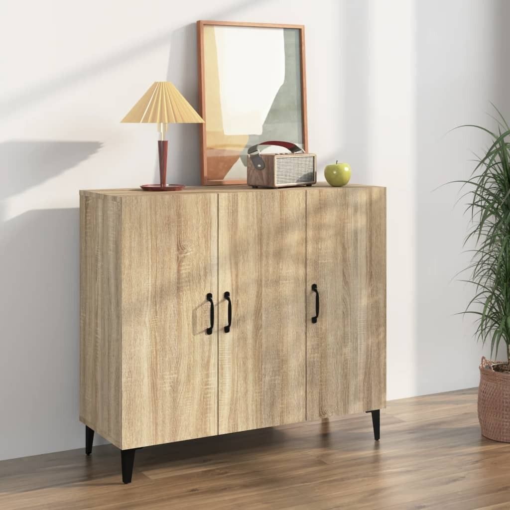 The Living Store Sideboard Sonoma-Eiche 90x34x80 cm Holzwerkstoff