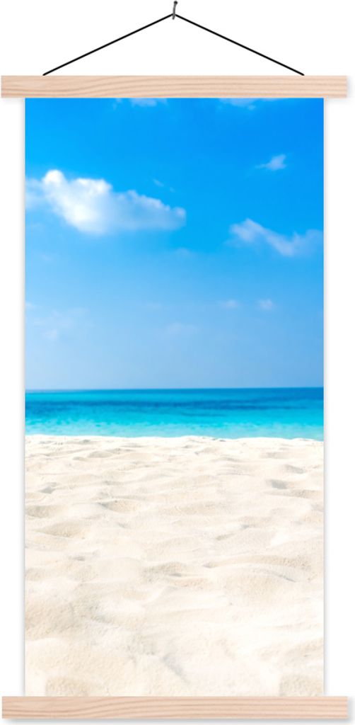 MuchoWow Textilposter Strand - Meer - Sand 40x80 cm mit holzfarbenen Rahmen - Wohnzimmer