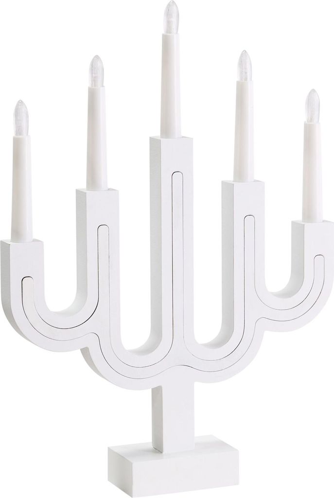 BELIANI LED Weihnachtsdekoration Kerzenhalter Weiß MDF Indoor Batteriebetrieben Kerzenständer Weihnachten