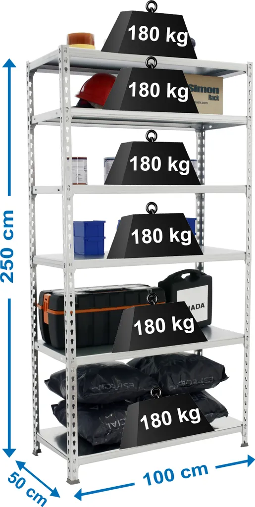 Rayonnage de garage et atelier 250cm acier pour stockage outillage