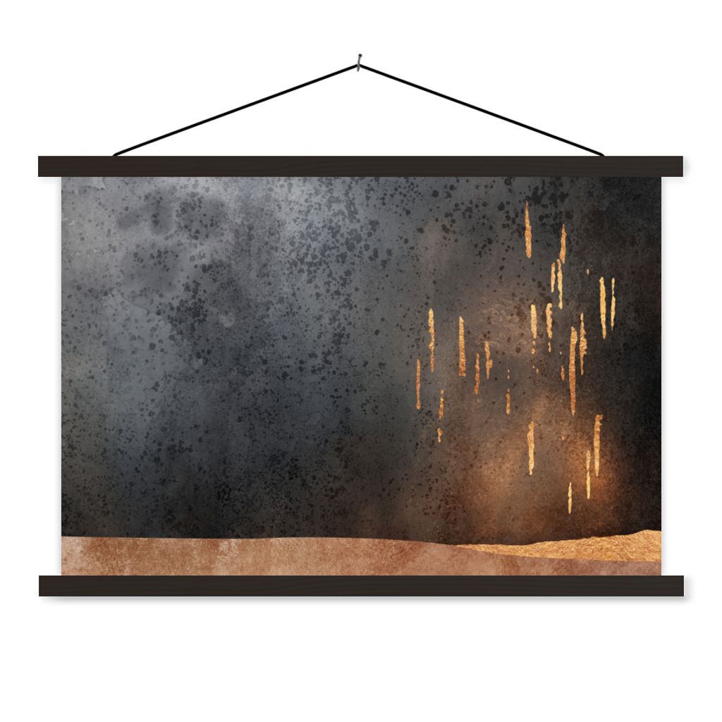 MuchoWow Textilposter Abstrakt - Gold - Design 150x100 cm mit schwarzem Rahmen - Schlafzimmer