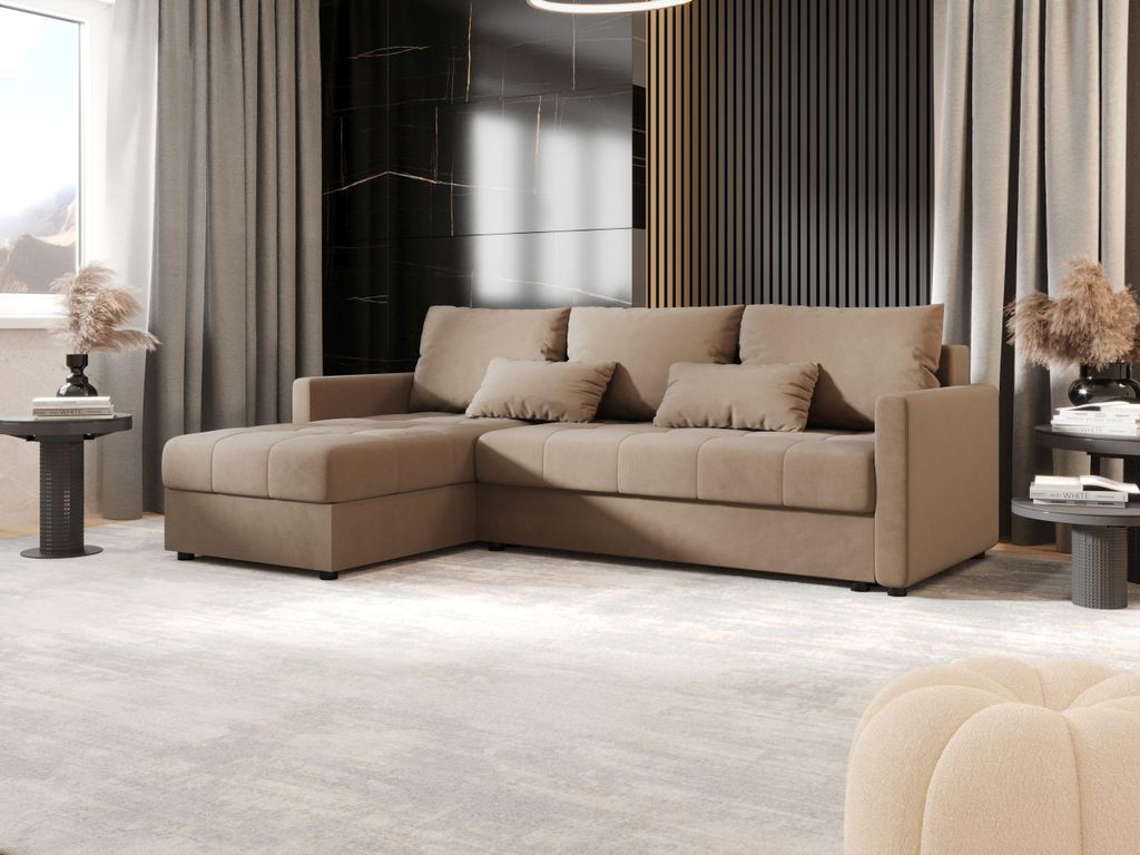 BEDANTE Ecksofa MOS L BIS Itaka 48 Braun Links mit Schlaffunktion L-Form Sofa mit Stauraum Bettkasten Wohnzimmersofa Couch Sofa Bettsofa Bettkasten...