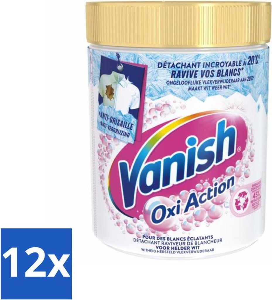 Vanish – Fleckenentferner – Oxi Action Whitening Booster – Für weiße Wäsche – Pulver – 940 g - Vorteilspack - 12 Stücke